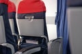 Passenger seat inside airplane. chair in aircraft