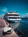 Empty passenger vessel moored in Odessa port