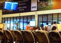 Empty passenger waiting seats in lounge after check-in Royalty Free Stock Photo