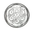 Empty Passover Seder plate keara isolated, top view. Pesah celebration