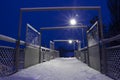 empty pathway on the overpass bridge under the sky train railway track at winter morning Royalty Free Stock Photo