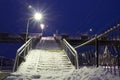 empty pathway on the overpass bridge under the sky train railway track at winter morning Royalty Free Stock Photo