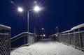 empty pathway on the overpass bridge under the sky train railway track at winter morning Royalty Free Stock Photo