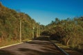 Empty paved street with high-voltage power poles Royalty Free Stock Photo