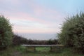 Empty peaceful bench in France Royalty Free Stock Photo