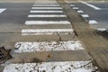 Empty pedestrian crossing, crosswalk on the road isolated