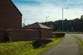 Empty pedestrian way over row of new built houses in england uk Royalty Free Stock Photo