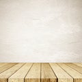 Empty perspective wood and brown cement wall background, room, t Royalty Free Stock Photo