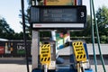 Empty petrol pump at petrol station in England UK