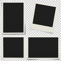 Empty photo frames with shadow isolated on transparent background. Royalty Free Stock Photo