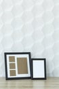 Empty photo frames on table Royalty Free Stock Photo