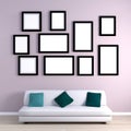 Empty Photo Frames on Wall Royalty Free Stock Photo