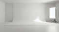 Empty photo studio, white cyclorama background, professional photography setup, blank space, softbox light, modern minimalist Royalty Free Stock Photo