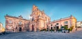 Empty Piazza Duomo square with Duomo San Giorgio - baroque Catholic church
