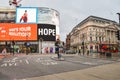 Empty Piccadilly Circus during lockdown, daytime view