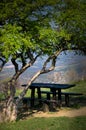 Empty picnic table