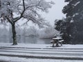 Empty picnic table covered in snow Royalty Free Stock Photo