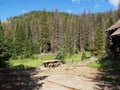 Empty picnic table in Rocky Mountain Park Royalty Free Stock Photo