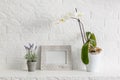 empty picture frame mockup. Scandinavian interior design. Royalty Free Stock Photo