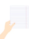 Empty piece of paper in line in hand Royalty Free Stock Photo