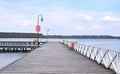 Empty pier in Augustow on Lake Necko in spring