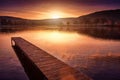 An empty pier, a beautiful lake