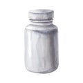 Empty pill plastic bottle isolated on white background
