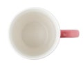 Empty pink coffee cup isolated on white background, Top view with clipping path Royalty Free Stock Photo