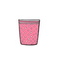 Empty pink cup, flower pot polka dot for indoor plants and flowers. Hand drawn simple color vector illustration Royalty Free Stock Photo