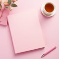empty pink diary with coffee cup 2
