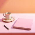 empty pink diary with coffee cup 3