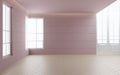 Empty pink room with window overlooking the outside.3d rendering Royalty Free Stock Photo