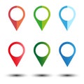 empty pins on white background. gps pointer marker icon. Mark location. Vector illustration. stock image. Royalty Free Stock Photo