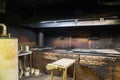 Empty pit room of old Texas BBQ Meat Market in West Texas, Ameri Royalty Free Stock Photo