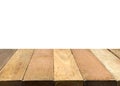 Empty plank wood table top isolate on white background. Royalty Free Stock Photo