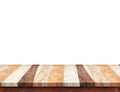 Empty plank wood table top isolate on white background, Leave sp Royalty Free Stock Photo