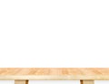 Empty plank wood table top isolate on white background, Leave sp Royalty Free Stock Photo