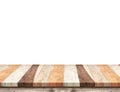 Empty plank wood table top isolate on white background, Leave sp Royalty Free Stock Photo