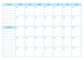 Empty Planner. Scheduler, agenda or diary template. Week starts on Monday