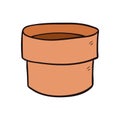 Empty plant pot cartoon vector and illustration, hand drawn style, isolated on white background. Royalty Free Stock Photo