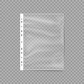 Empty Plastic Bag. Punched pocket. Business File. Sheet protector isolated on a transparent background. Vector illustration. Royalty Free Stock Photo