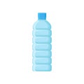 Empty plastic bottle with blue lid. Transparent container for drinking water. Flat vector element for promo banner or