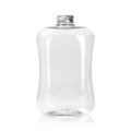 Empty plastic bottle with silver cap isolated on white background. Clear Jar or Mason package.  Clipping path Royalty Free Stock Photo