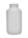 Empty plastic bottle for tablets and pills isolated on a white background