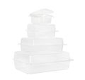 Empty plastic containers for food on white background Royalty Free Stock Photo