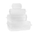 Empty plastic containers for food on white background Royalty Free Stock Photo