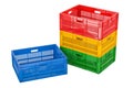 Empty plastic crates, 3D rendering