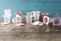 Empty plastic cups of jellies Royalty Free Stock Photo