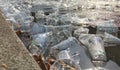 Empty Plastic Cups littering the street during a marathon Royalty Free Stock Photo