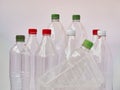Empty plastic drinking bottles ready for recycling. Environmental protection concept. Empty colorful plastic bottles are Royalty Free Stock Photo
